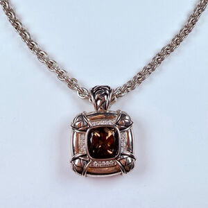 Scott Kay Smoky Quartz & Diamond Sterling Silver 925 Enhancer Slider Necklace